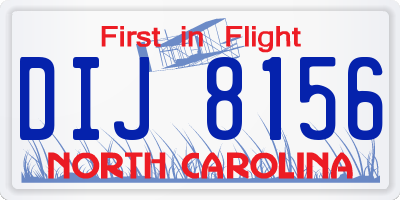 NC license plate DIJ8156