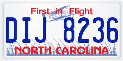 NC license plate DIJ8236