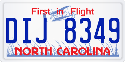 NC license plate DIJ8349