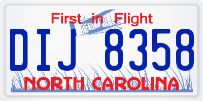 NC license plate DIJ8358