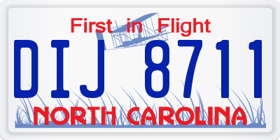 NC license plate DIJ8711