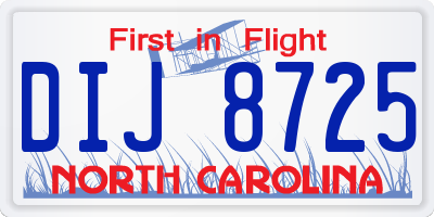 NC license plate DIJ8725