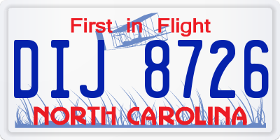 NC license plate DIJ8726
