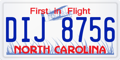 NC license plate DIJ8756