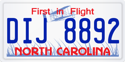 NC license plate DIJ8892