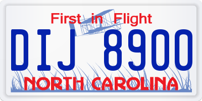 NC license plate DIJ8900
