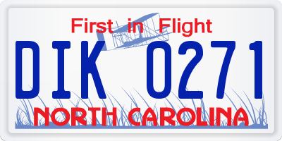 NC license plate DIK0271