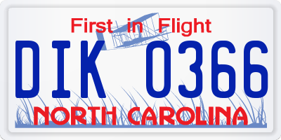 NC license plate DIK0366