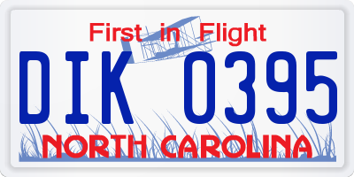 NC license plate DIK0395