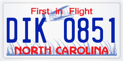 NC license plate DIK0851