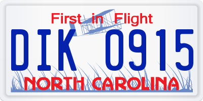 NC license plate DIK0915