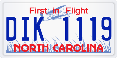 NC license plate DIK1119