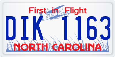 NC license plate DIK1163