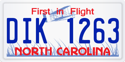 NC license plate DIK1263