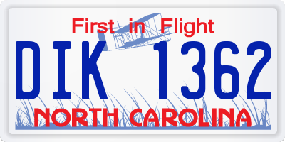 NC license plate DIK1362