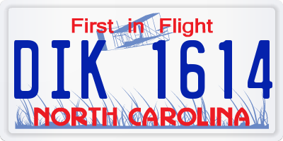 NC license plate DIK1614