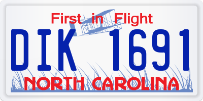 NC license plate DIK1691