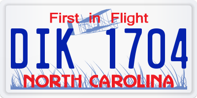 NC license plate DIK1704