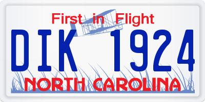 NC license plate DIK1924