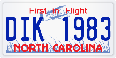 NC license plate DIK1983