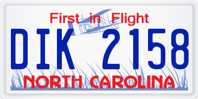 NC license plate DIK2158