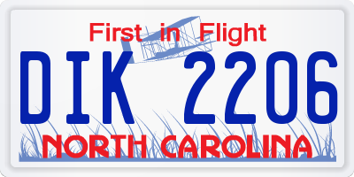 NC license plate DIK2206