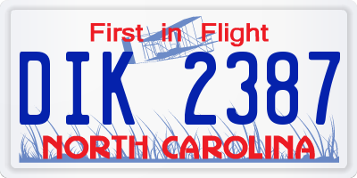 NC license plate DIK2387