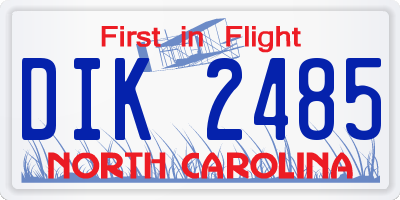NC license plate DIK2485