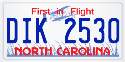 NC license plate DIK2530