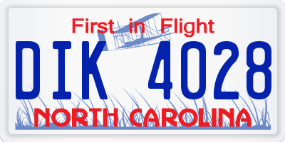 NC license plate DIK4028