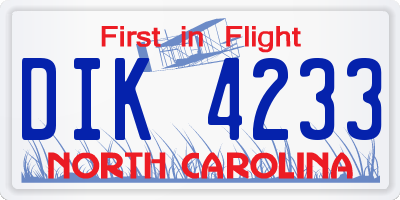 NC license plate DIK4233
