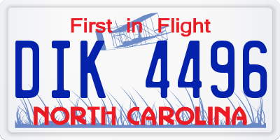 NC license plate DIK4496