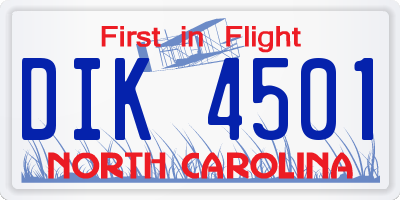 NC license plate DIK4501