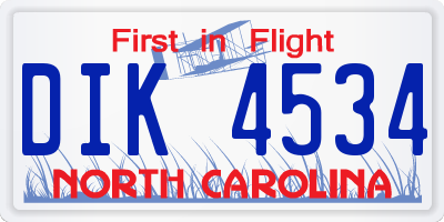 NC license plate DIK4534