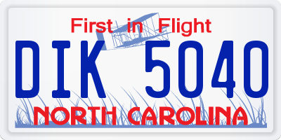 NC license plate DIK5040