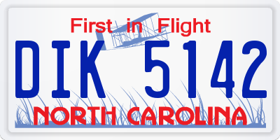 NC license plate DIK5142