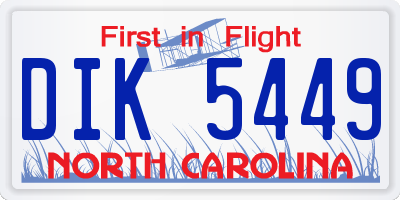 NC license plate DIK5449