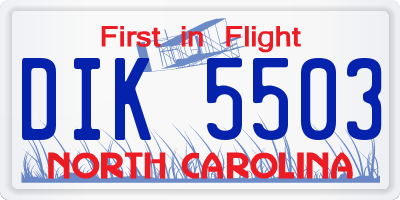 NC license plate DIK5503