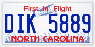 NC license plate DIK5889
