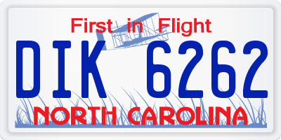 NC license plate DIK6262