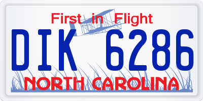 NC license plate DIK6286