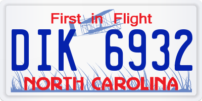 NC license plate DIK6932