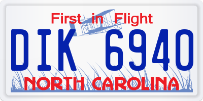 NC license plate DIK6940