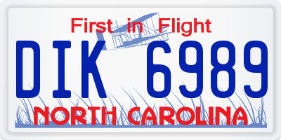 NC license plate DIK6989