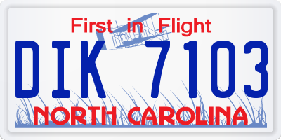 NC license plate DIK7103