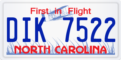 NC license plate DIK7522
