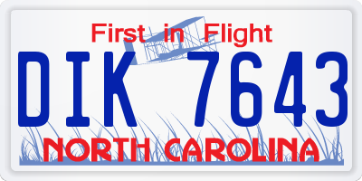NC license plate DIK7643