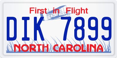 NC license plate DIK7899
