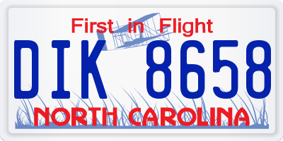 NC license plate DIK8658