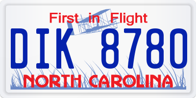 NC license plate DIK8780